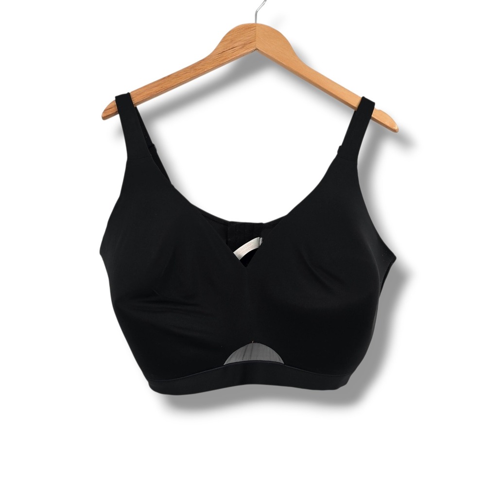 Cacique Womens Black Wire-Free Lounge Bra Full Coverage Mesh Detail 44H